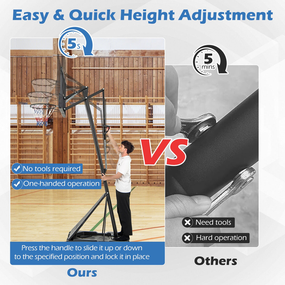 4.9-10 Feet Height Adjustable Portable Basketball Hoop Basketball Goal System