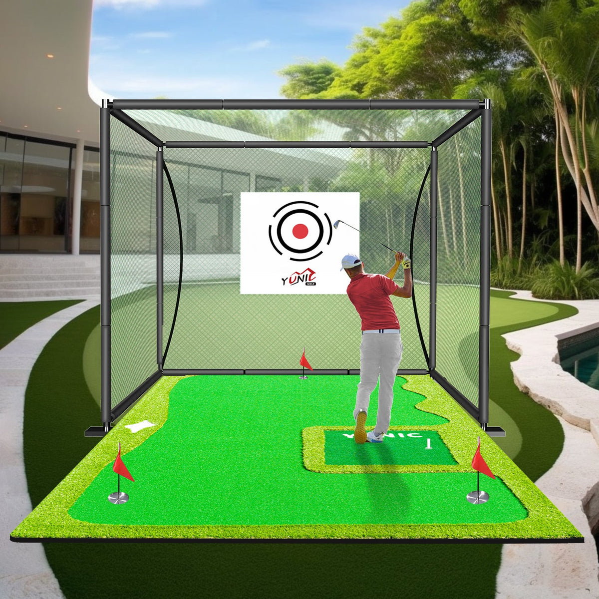 GreenDrive Golf Practice Combo – Cage and Putting Green, Style B