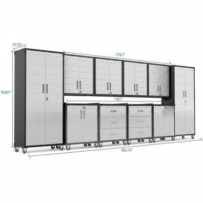 10-Piece Heavy Duty Steel Garage Cabinet System