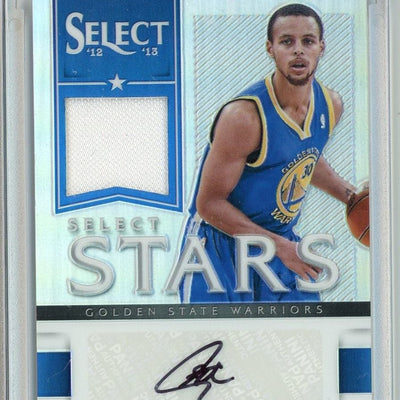 2012 Panini Select Stephen Steph Curry #19 /49 Select Stars Player Worn Relic Black Ink Auto Basketball Card