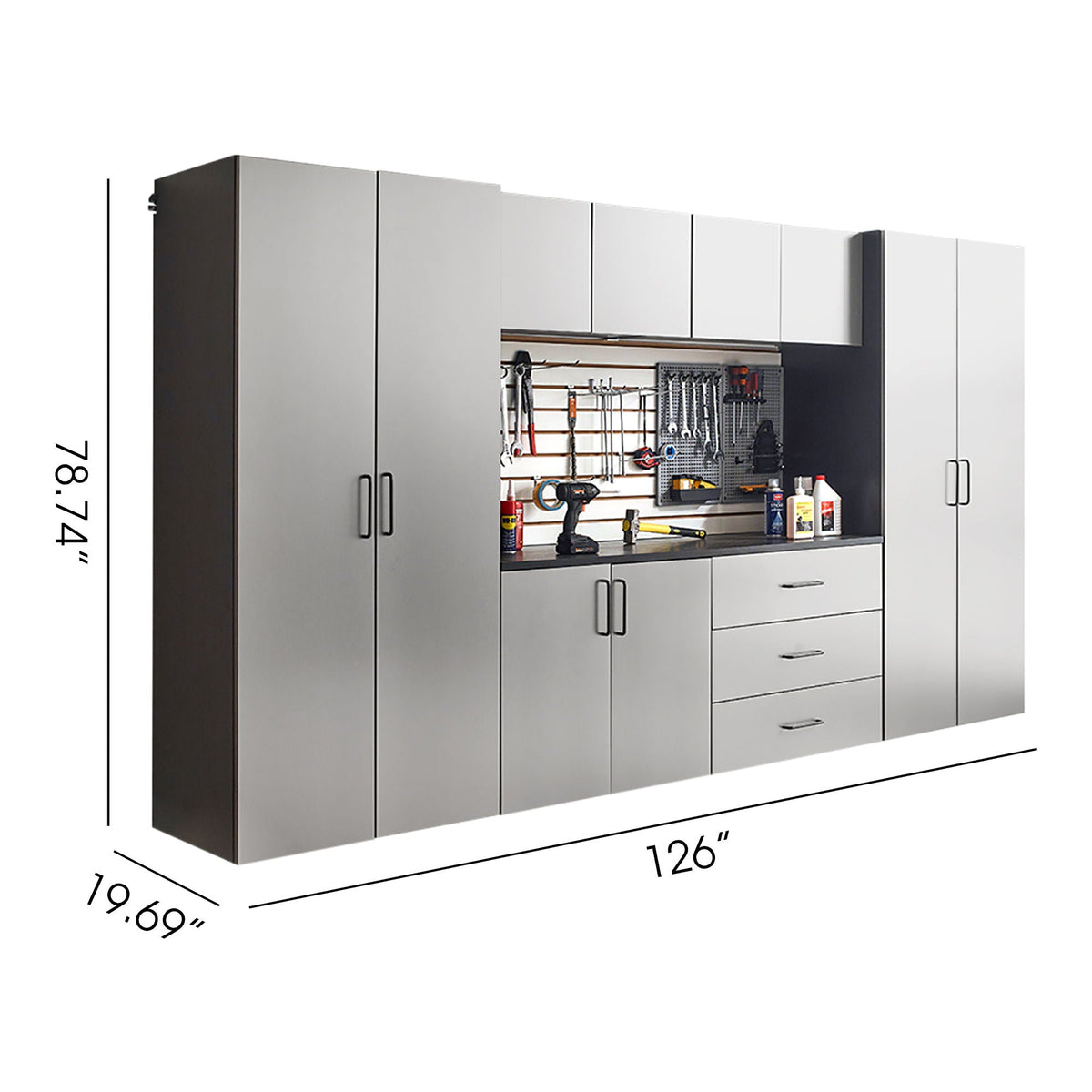 Astro Series - Garage Cabinet Set A With Soft Closing Drawers - Metallic Gray