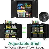 Garage Cabinet Set Designed for Ultimate Organization, 10-Piece Heavy Duty Steel, Modular Design, Rolling Workbench