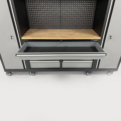 100" Rolling Tool Chest Workstation with Bench Top & Side Cabinets