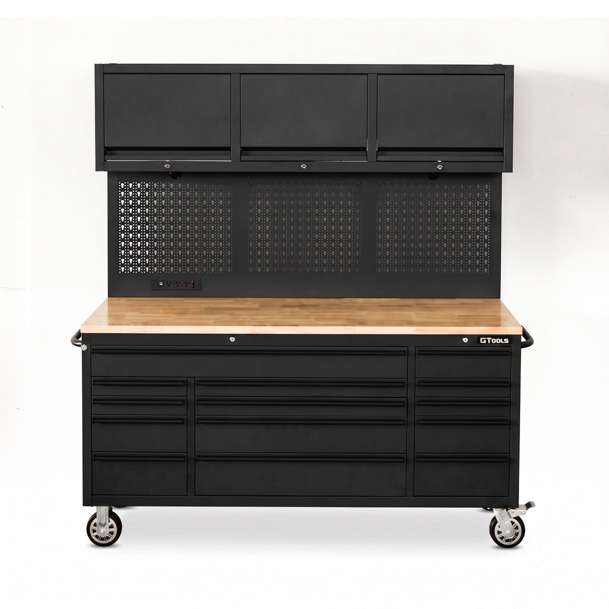 Overhead Pro 72" Rolling Tool Chest | 79" Tall | 25" Deep | 14 Drawers | Overheads | Pegboard & Power Strip