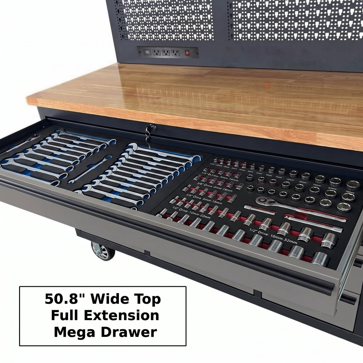 Overhead Pro 72" Rolling Tool Chest | 79" Tall | 25" Deep | 14 Drawers | Overheads | Pegboard & Power Strip
