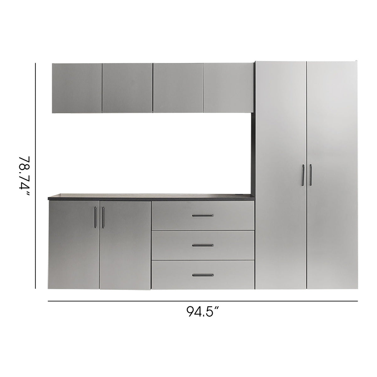 Astro Series - Garage Cabinet Set B With Soft Closing Drawers - Metallic Gray