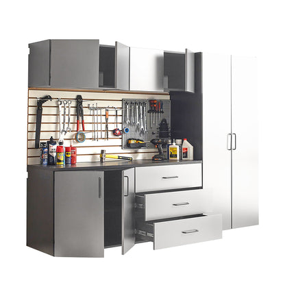 Astro Series - Garage Cabinet Set B With Soft Closing Drawers - Metallic Gray