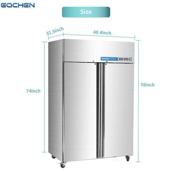 EQCHEN 2 Door 48 Inch Wide Refrigerator Freezer Combo